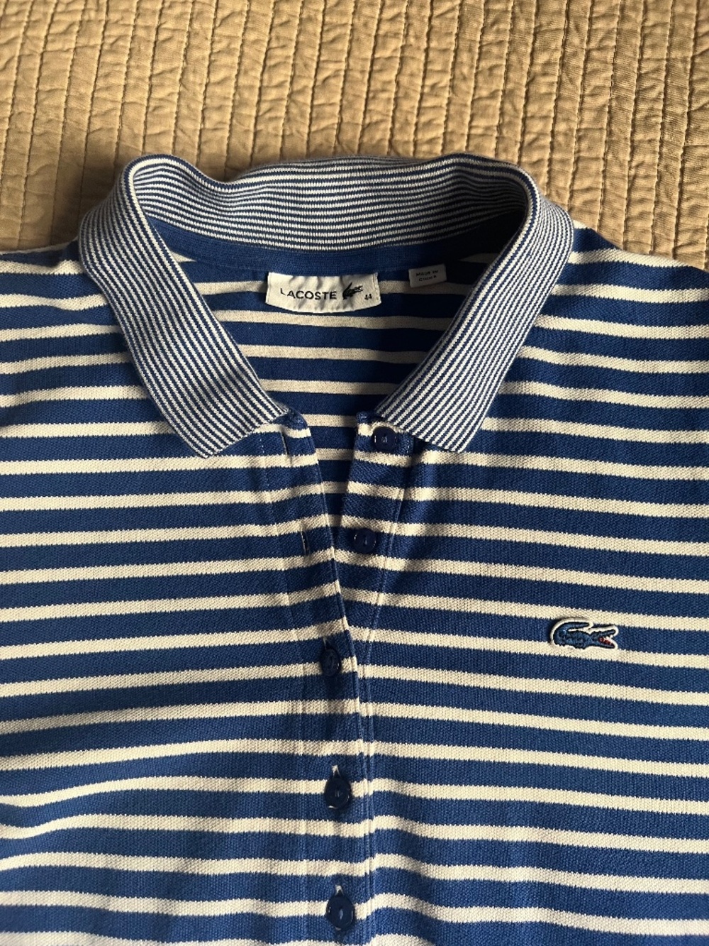 Lacoste Blue & White Striped Cotton Polo Shirt Dress
